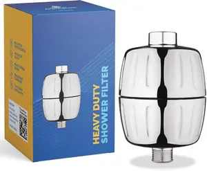 AquaBliss HEAVY DUTY Shower Filter – Latest Superior Advanced 30x Filtration - Universal Multi-Stage Shower Head Filter Reduces Chemicals, Chlorine & Odors - Chrome (SF500)