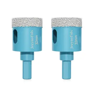 2pcs/Pack 1-1/4"(32mm) Dry Diamond Core Drill Bit - Diamond Hole Saw Tile Core Drill Bit With Triangle Shank For Porcelain Tiles, Stoneware, Ceramic, Marble, Granite, Hole Saw Drill Bit, Tile Drill Bits, Dry Tile Bit, Diamond Drill Cutting