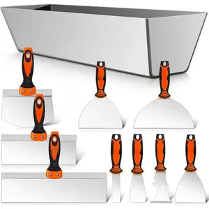 Drywall  Set, 10 count Drywall Tools Finishing Includes Stainless Steel Putty  Set, Taping , Painter Scraper, 14" Drywall Mud Pan and Mud Scoop, Spackle Tool Kit for Drywall Work