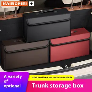 Car Storage Box, Foldable Leather Organizer, Handheld Trunk Holder, Vehicle Interior Accessories, Portable Car Organiser