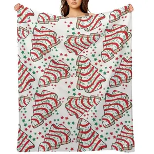 Christmas Tree Snack Cakes Throw Blanket Thins Beach Heavy To Sleep Warm Blankets, Christmas Blanket, Christmas Gift, Thanksgiving Blanket, Gift For Men & Women, Gift For Kids