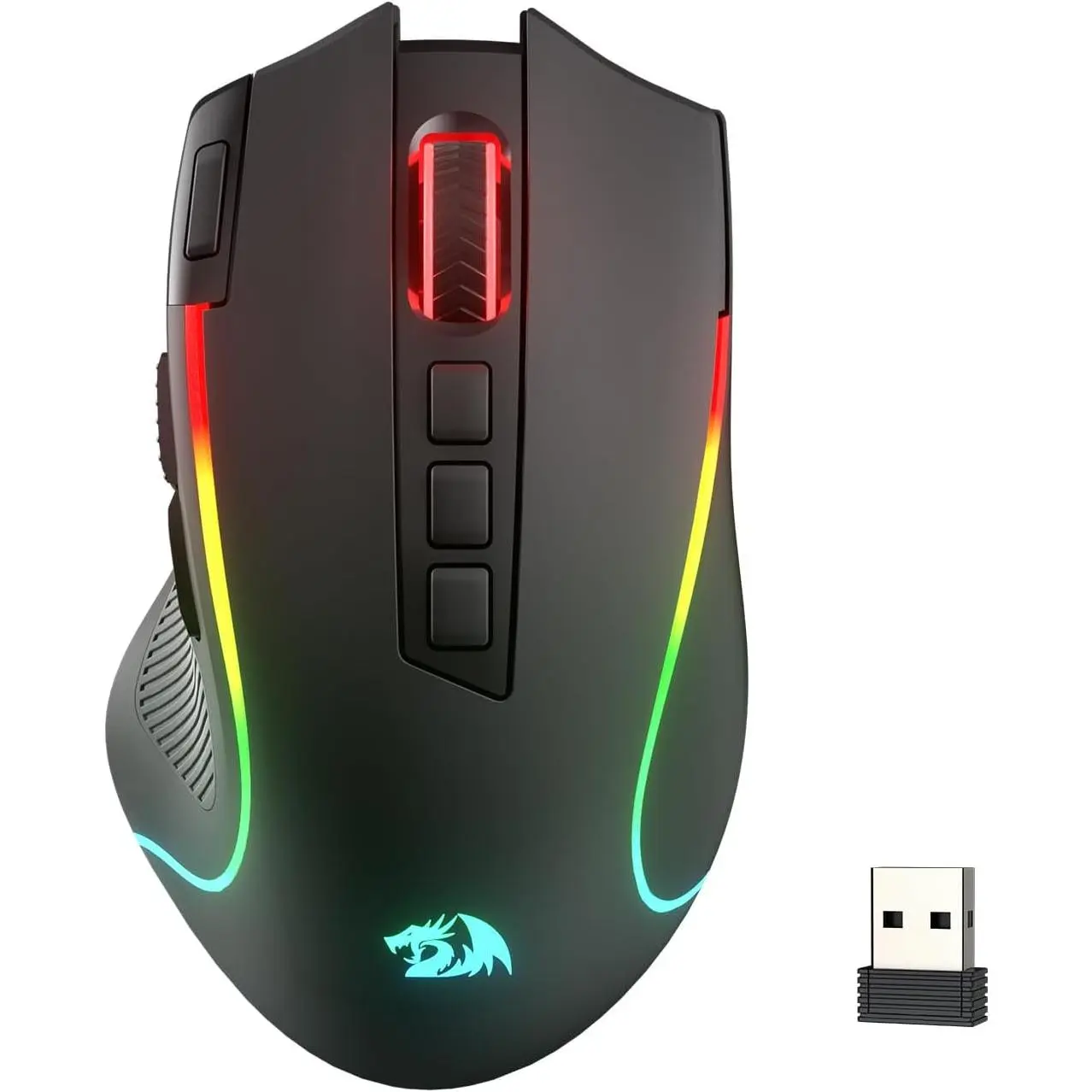 Redragon M612 PRO RGB Gaming Mouse, 8000 DPI Wired/Wireless Optical Gamer Mouse with 9 Programmable Buttons, 7 Backlit Modes, BT & 2.4G Connectivity, Software-Supported DIY Keybinds & Rapid Fire Button,summerwins