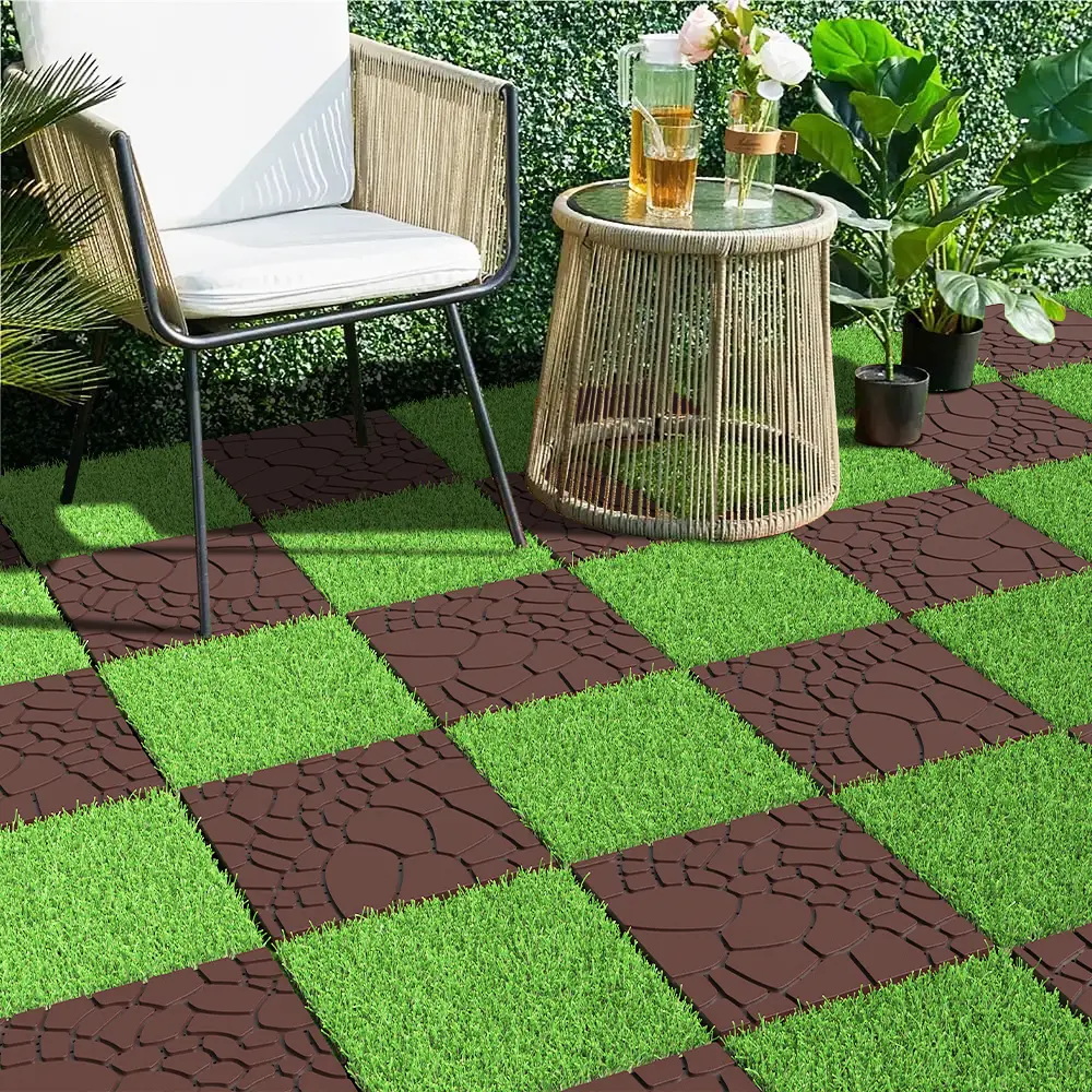 44-Pack Interlocking Deck Tiles, 12x12in Square Waterproof Non Slip Floor Tiles, All-Weather Flooring for Outdoor, Indoor, Poolside Use