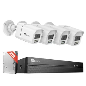 4K PoE Security Camera System, 4 Pcs Metal Casing Wired Cameras with 4K 8CH NVR & 2TB HDD, Smart Human/Vehicle/Pet/Parcel Detection, 100ft Night Vision, H.265+ 24/7 Recording for Home