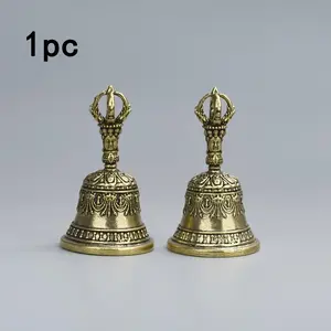 Carved Bronze Bell, Hand-Held Shaker with Clapping Handle, Soothing Sounds for Healing, Ideal for Church, Weddings, Schools & Festivals
