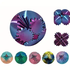 Expandable 3D Printed Gear Fidget Spinner Ball - Kinetic Toy for Teens & Adults 14+, Collapsible Rotating Gearball - Steampunk-Inspired Design, Interactive Desk Gadget (1pc) Stress Relief Toys for Adults & Teens