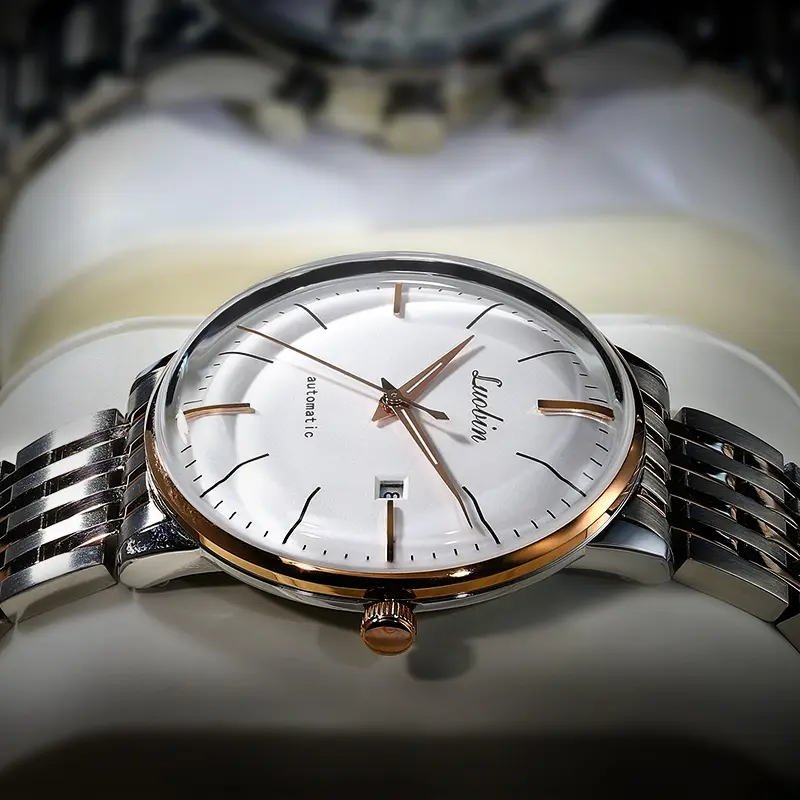 Stainless Steel Wristwatch for Women - Ultra-Thin Bauhaus Analog Mechanical Design with an Elegant Round Dial, Luminous Display & Automatic Date, Analog Mechanical Watches, Classic Round Dial, 42Mm Watch, Gift, Luminescent