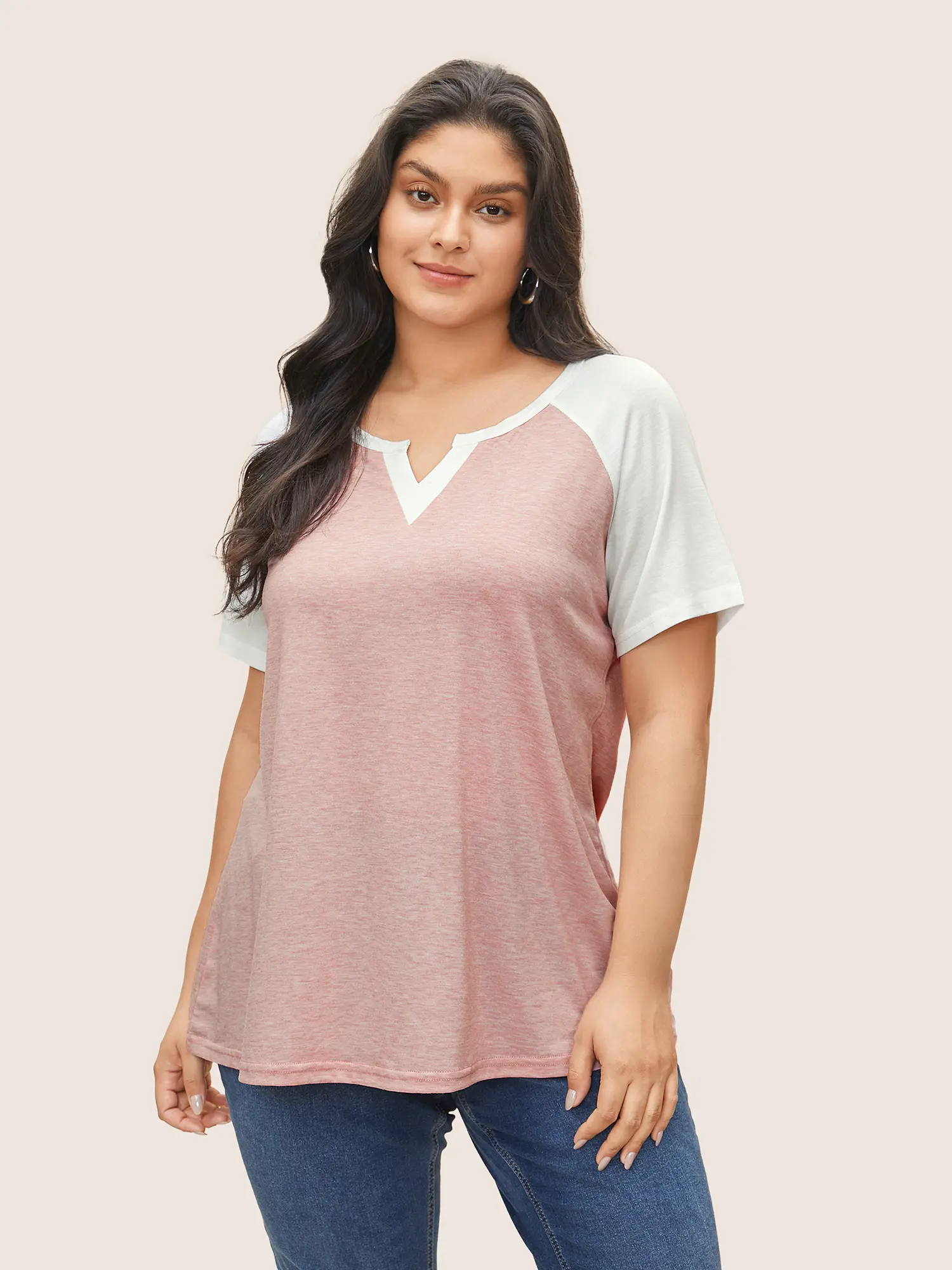 Women's Plus Size Blouses, Sleeveless Colorblock Notch Neck Summer Top, Casual Regular Fit Crepe Polyester Blend with Spandex, Fabric, Sleeveless Freedom