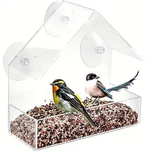 Nature Anywhere Window Bird House Feeder – Large Outdoor! Sliding Seed Holder, Valentine Crads and Gift, 3 Extra Strong Suction Cups, Birdhouse Design, Secure for Wild Birds, Fun for Kids & Family
