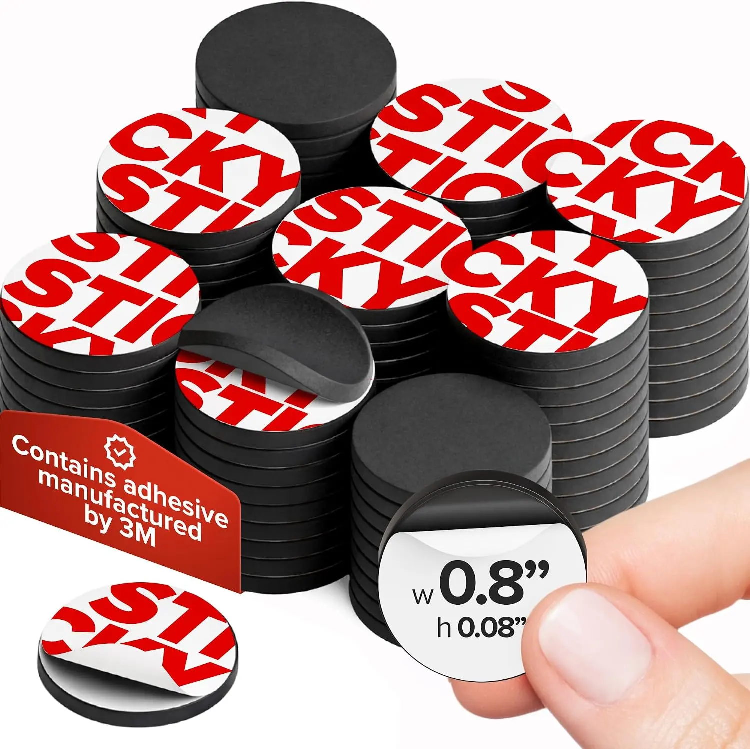 Round Acrylic Peel-&-Stick Lightweight Flexible Adhesive Magnetic Dots - 45 (0.8"x0.08") Circle Magnets for Home Supplies, Back to School Projects, DIY Enthusiasts' Fridge Decor
