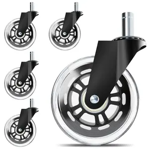 Office Chair Wheels Replacement,3 Inch Casters 7/16" Stem,Universal fit for  Rolling/Gaming Chairs,Floor Protection for Carpet/Hardwood/Tile,Smooth&Quiet Rolling, Set of 5