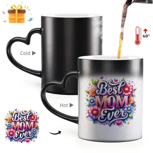 1pc Magical Color Changing Mug | 11oz Unique Heart Design, Perfect for Birthdays, Mother'S Day, Valentine'S Day, and Holiday Gifts - Ceramic