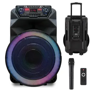 Super Loud Portable Bluetooth PA Speaker System 18inch Sub Woofer Heavy Bass Subwoofer Karaoke Machine Rechargeable Outdoor High Power Audio Equipmen AUX/ TWS/ Rechargeable/FM Radio/ Remote Control / Microphone / LED Lighting/ USB