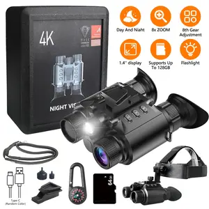 VASTFIRE Z9158 4K 3D Night Vision Binoculars 8x Zoom 128GB Storage 3-Level IR Tactical Light 3500mAh Rechargeable for Tactical Hunting