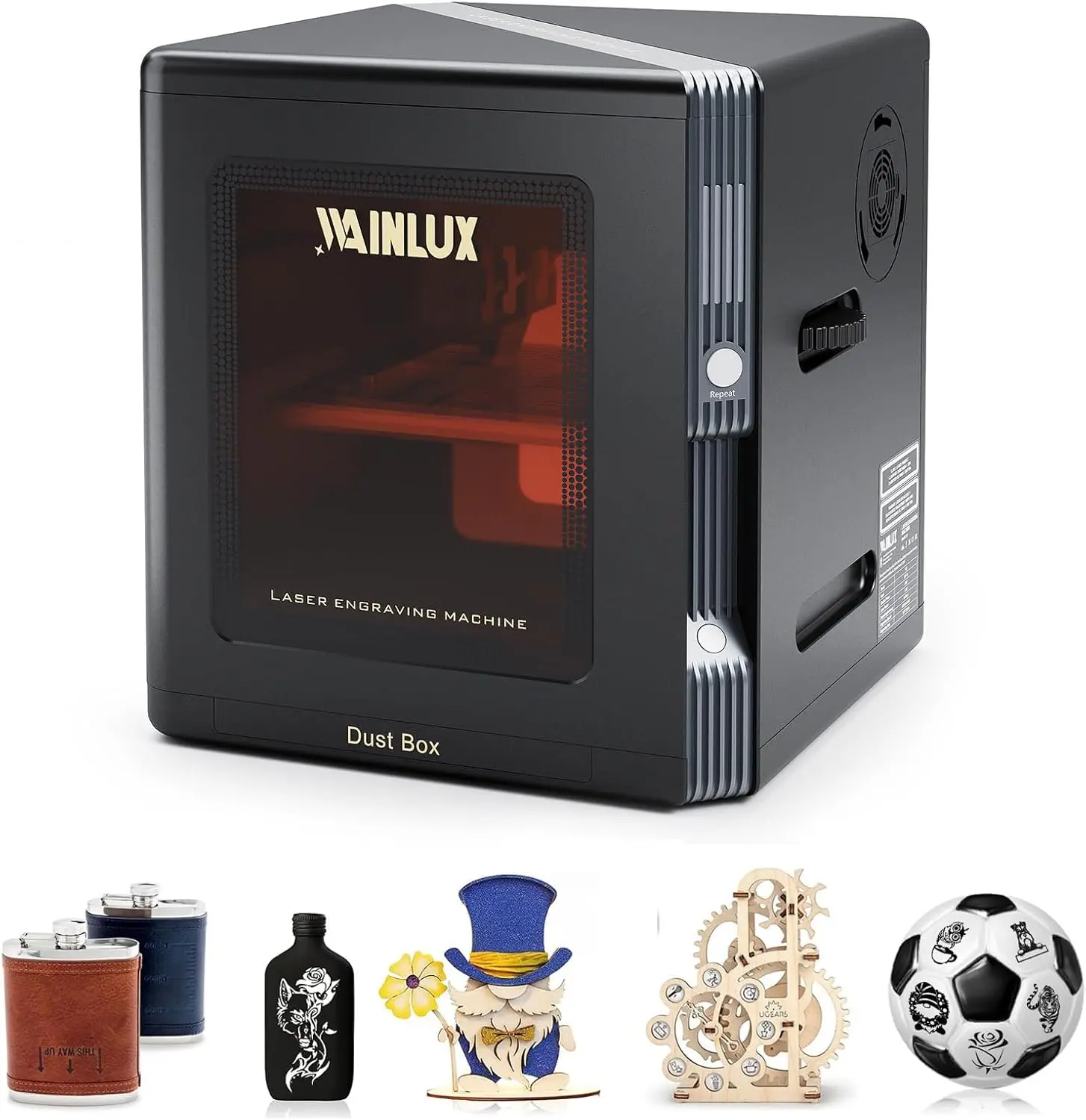 WAINLUX K8 Laser Engraver 10W, Portable Laser Engraving Machine with Camera Locate, Plug & Play  Beginner-friendly Compatible with PC & Phone Ideal for DIY Custom Project Festive Decor Maker Small business
