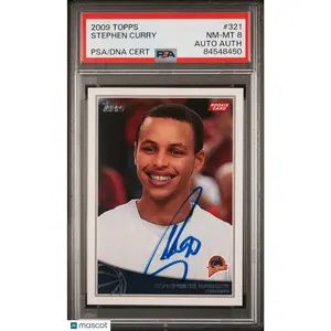 2009 Topps #321 Stephen Curry Signed Card PSA 8 Auto A Golden State Warriors