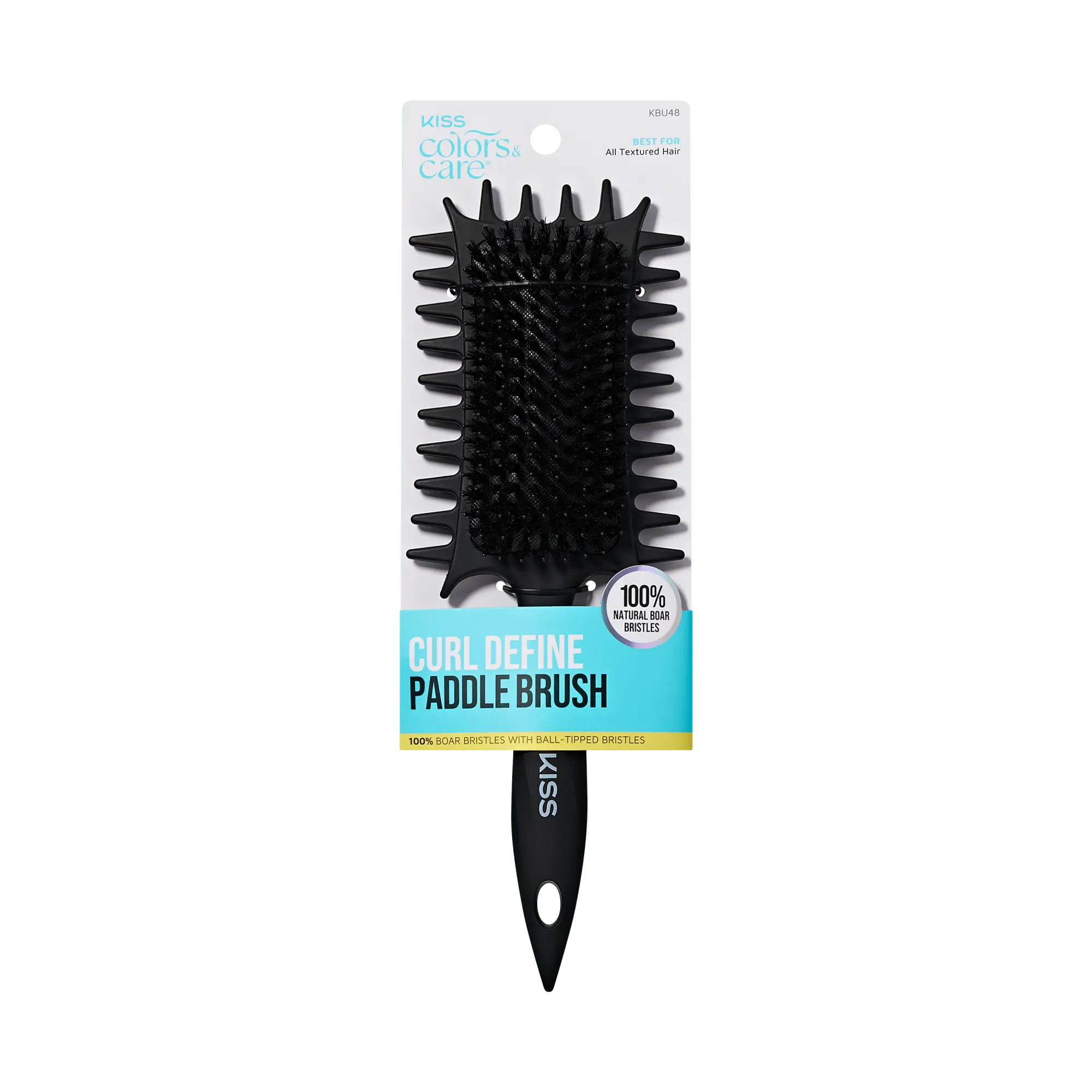 Kiss Colors & Care Curl & Define Paddle Brush | Detangling Brush, Curl Brush, Ideal for Textured Hair