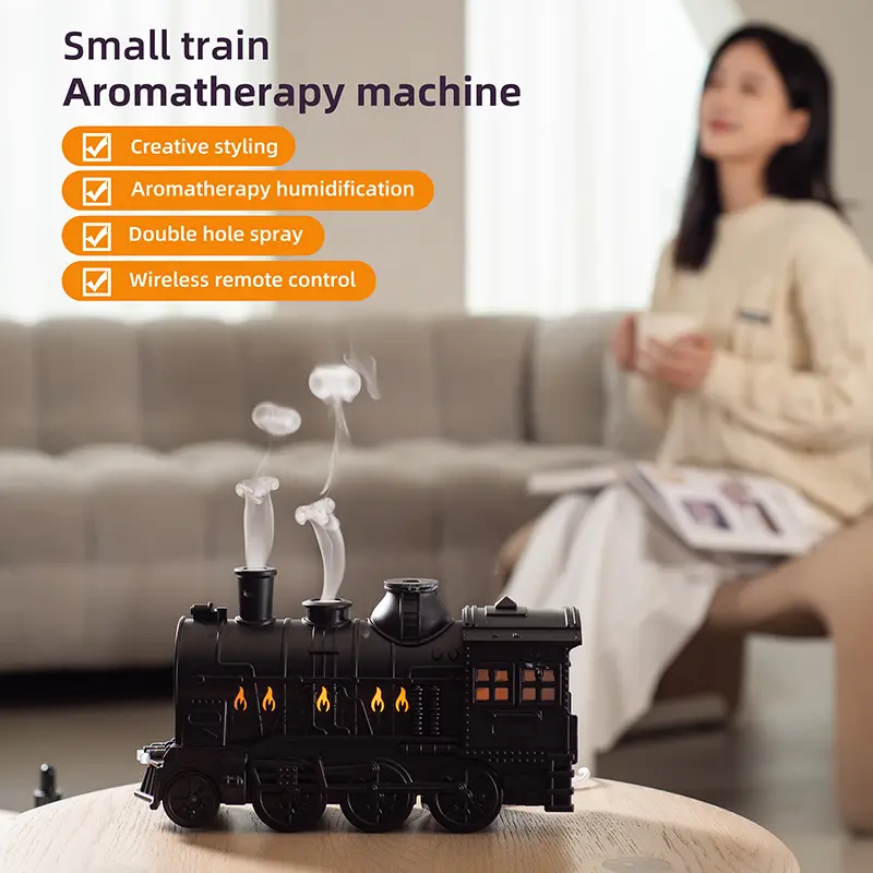 Small Train Aromatherapy Machine Essential Oil Diffuser Desktop Remote Control Quiet Cool Mist for Home Use Humidifier Portable