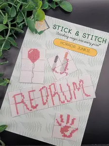 Horror Junkie Cross Stitch Stick-and-Stitch Craft Kit, Sewing Supplies for Textile Craft Projects