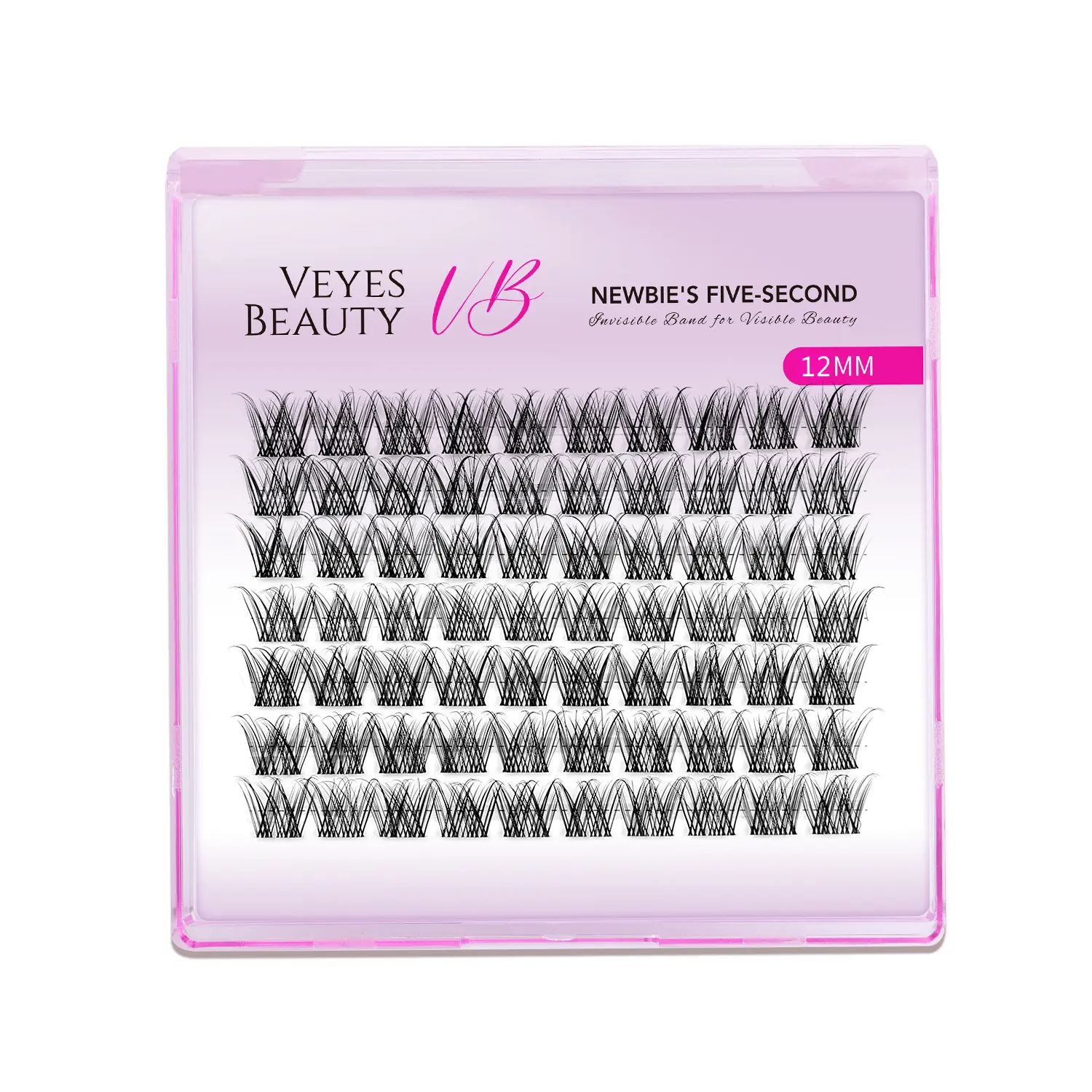 VEYESBEAUTY LuxeBold 10mm-18mm Cluster Lash Single Length Invisible Band Wispy Lightweight Softness Weightless Makeup Eyelash Extensions,sunscreen