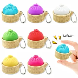 Glitter Dumpling Keychain, 3D Printed Stress Relief Toy, Multicolor Soft Baozi, Portable Anxiety Relief, Perfect for Holidays & Gifts