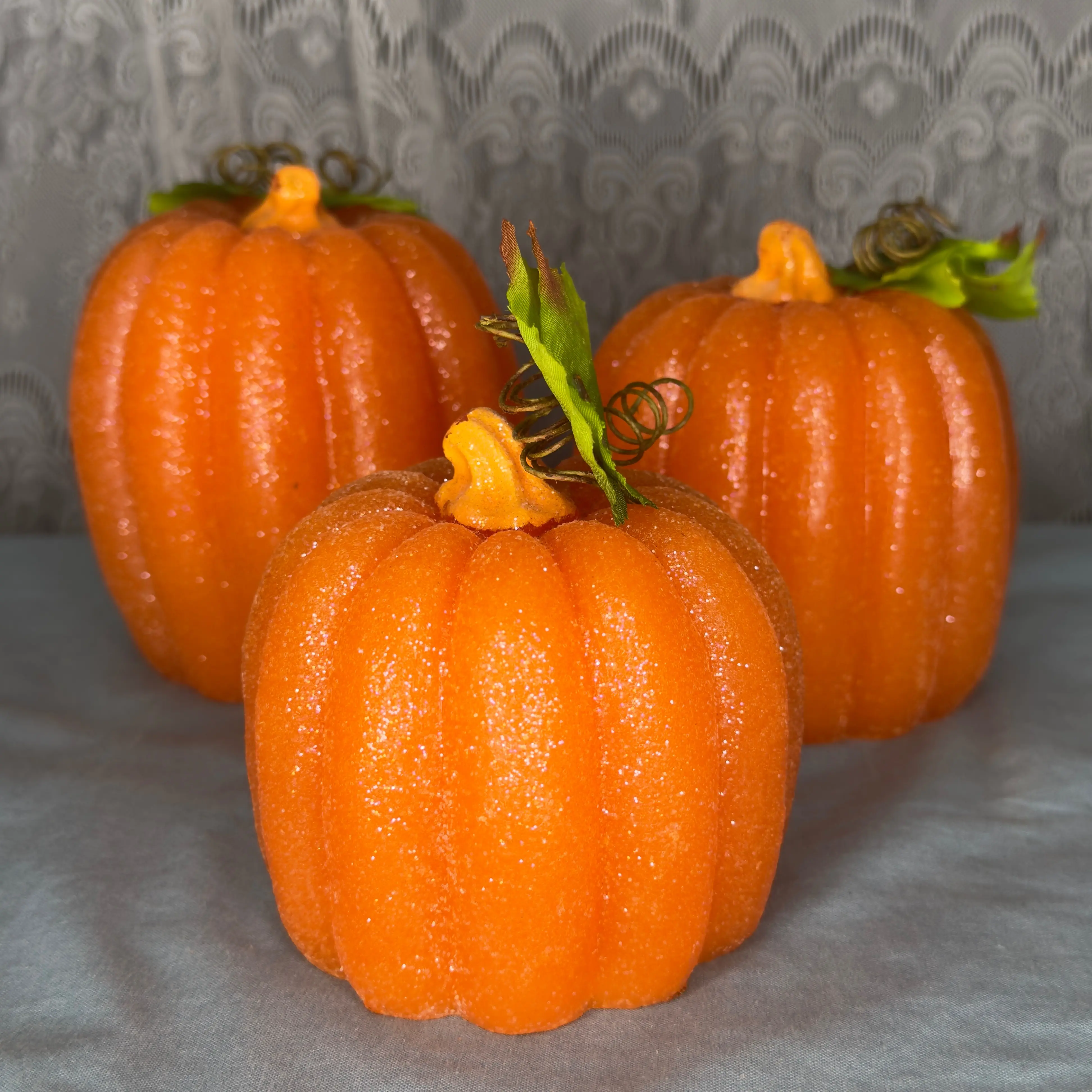 Flameless LED Candle Set 3 Orange Pumpkins with Remote Timer Shut Off for Holiday Cheer and Relaxation 3 Pumpkins with Remote Control Batteries Not Included