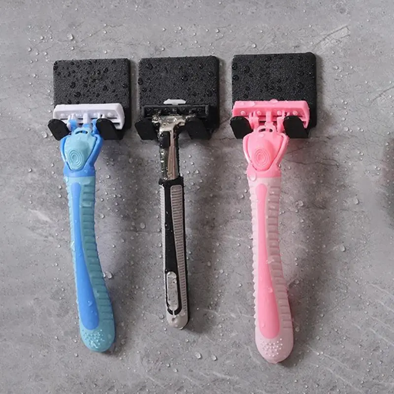 Wall-Mounted Razor Holders, 3 Pieces Razor Shaver Hangers, Punch-Free Wall Hanging Hooks, Hooks For Walls No Damage, Bathroom Organizing Accessories, Bathroom Essentials Accessories, Bathroom Organizer