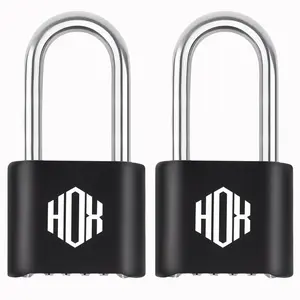 HOX 4 Digit Combination Lock, Outdoor Padlock - Heavy Duty Locker Lock with Hardened Steel Shackle, Waterproof Combo Lock for Gym Locker, Hasp Storage, Shed, Fence