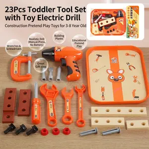 23Pcs Toddler Tool Set with Toy Electric Drill, Construction Pretend Play Toys for 3-8 Year Old, DIY Building Christmas Birthday Gift,Preschool ToyA toolset that can be played with in water!FamilyGift