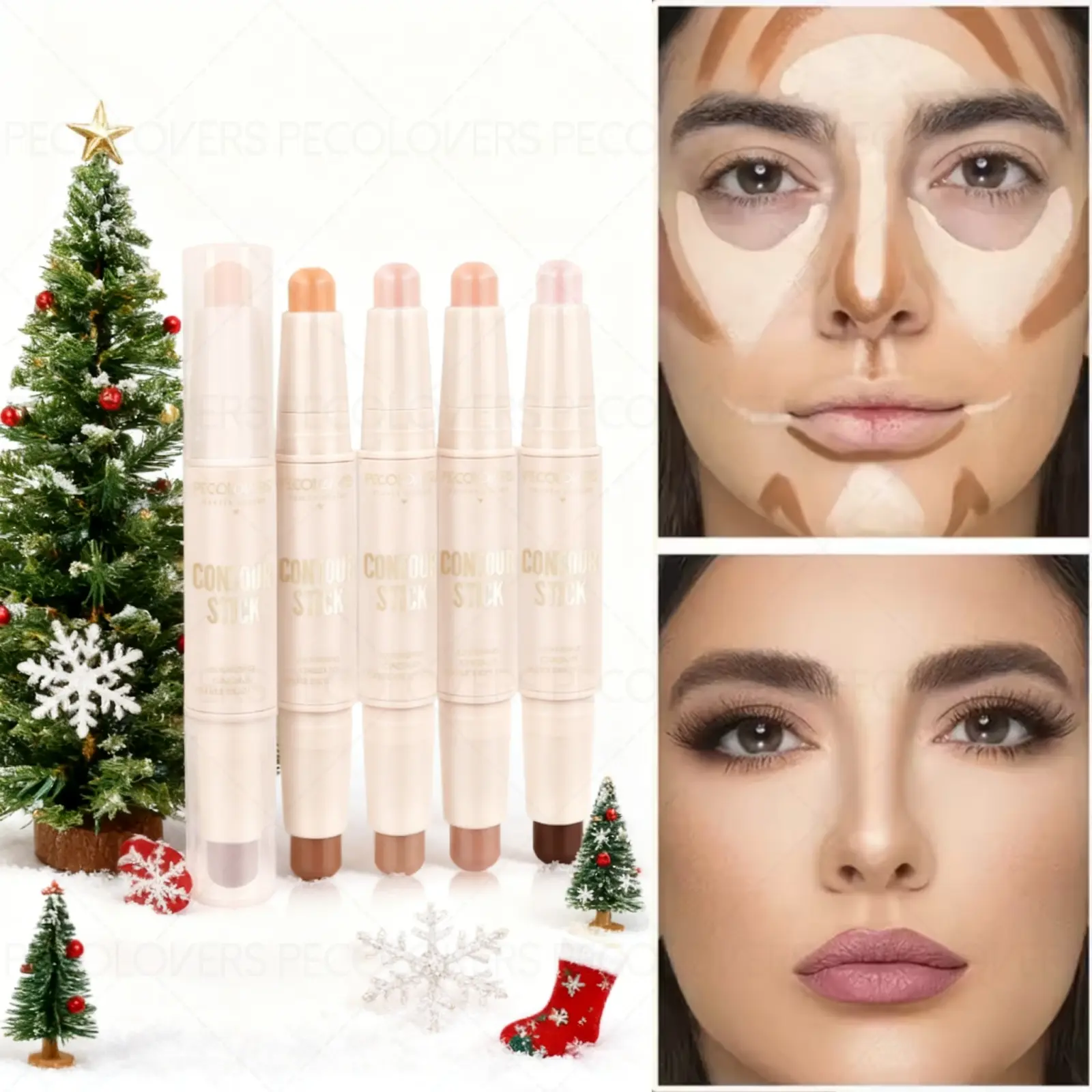 1PC Double-ended, Easy-to-blend, Matte Finish, Creamy Texture, Buildable, Precise Application, Cosmetic Highlighter, Contour and Bronzer Stick, Perfect Christmas Gift