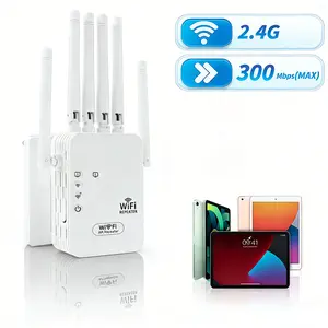 2026 2.4G WiFi Extender, WiFi Range Extender, 6 Antennas 300Mbps Signal Boost, Covers 5000 Sq Ft 50 Devices, with Ethernet Port Repeater, Quick Setup Gaming Essential