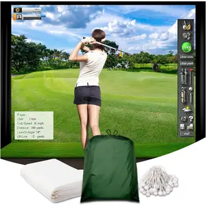 Golf Simulator  Screen,  Triple Layer Launch  Projector Screen with  Visuals, Indoor Practice Screen for Enclosure and Net, Hitting Screen with Grommets & Bungee Cords