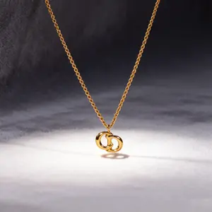 Pre-owned Dior Minimalist CD Logo Pendant Necklace Style D08, Elegant Luxury Women's Fashion Jewelry
