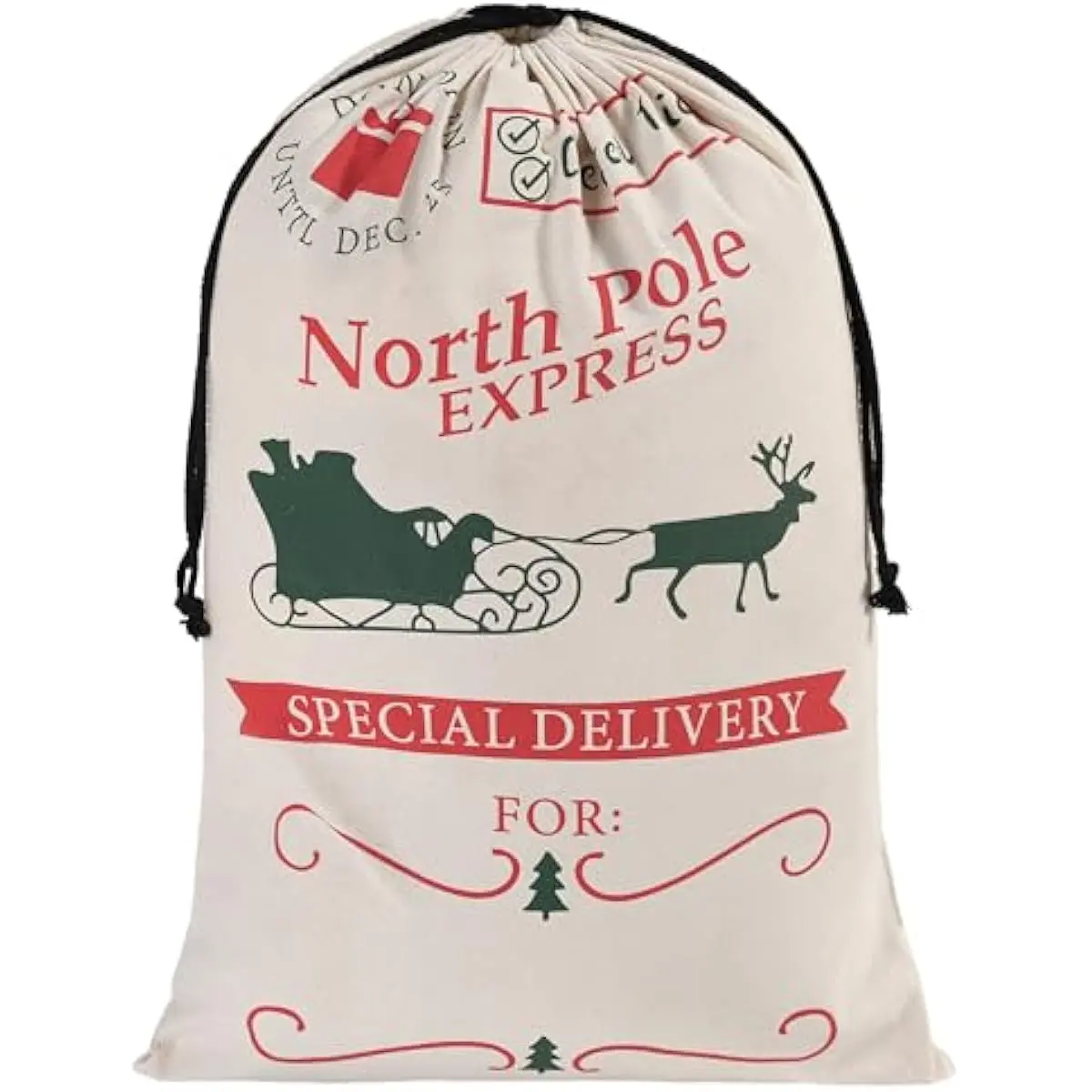 JOYIN Christmas Large Canvas Gift Bag 26" x 19", Drawstring Burlap Santa Sack Reusable Personalized Cloth Pouch for Xmas Presents Package, Party Supplies, Hoilday Decoration