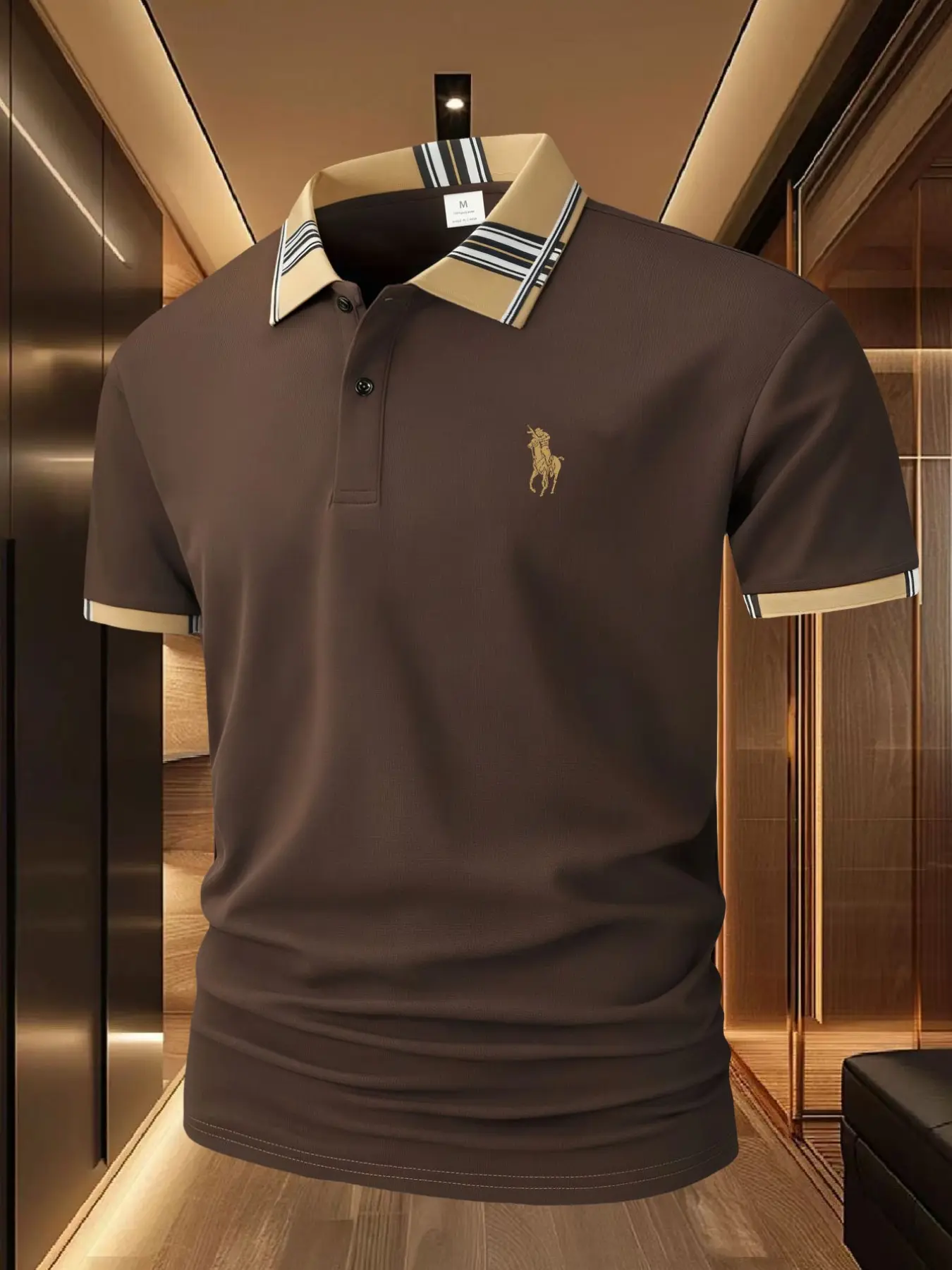 AK horse riding [multi-color optional] Classic men's polo shirt made of high-quality polyester fiber, wear-resistant and durable, suitable for daily commuting. Simple and not simple, men's high-quality polyester fiber polo shirt with delicate fabric