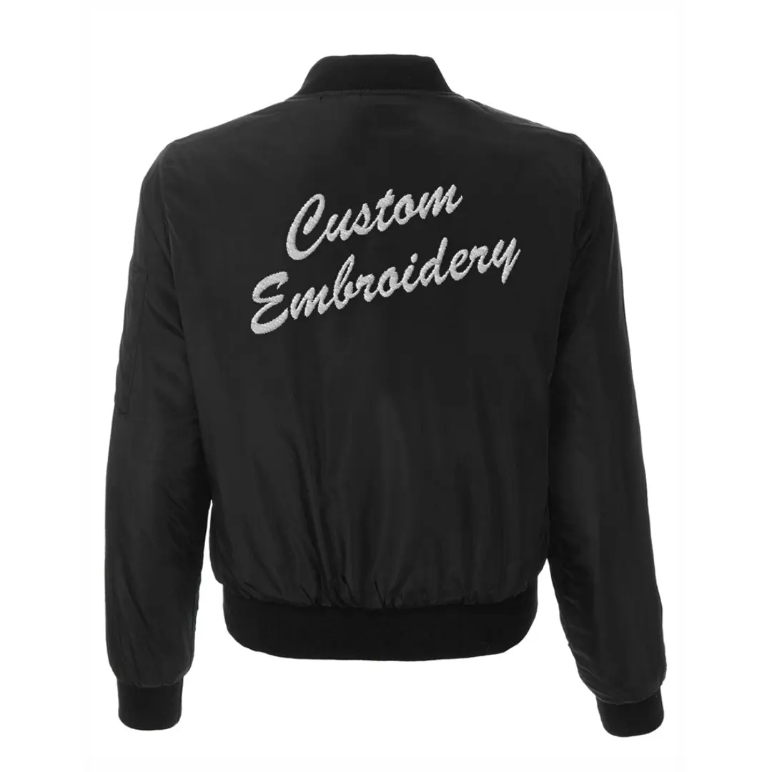 Custom Embroidered Black Bomber Jacket