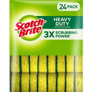 Heavy Duty Scrub Sponges, Individually Wrapped (24 Count) Yellow
