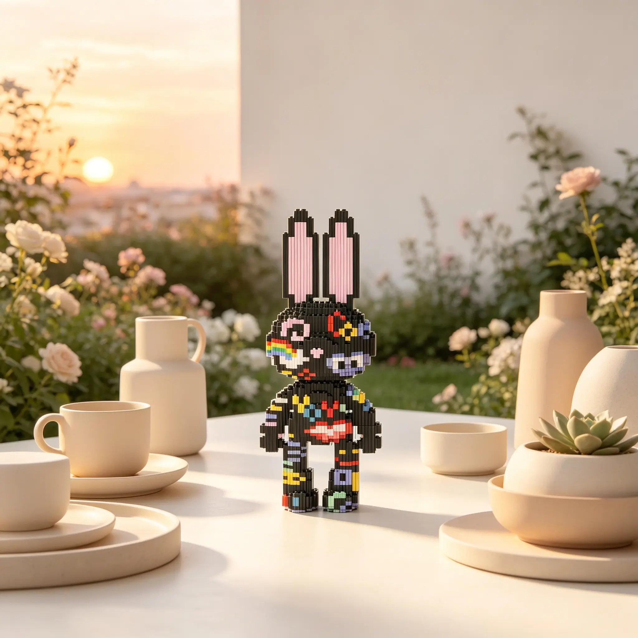 3D Puzzle Building Block Rabbit Decoration, Home Office Shelf Decor, Party Gift, Holiday Decor, Handmade Craft, Lightweight Statue