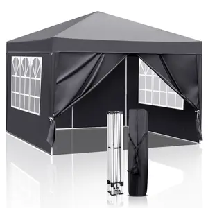 10x10ft Outdoor Portable Instant Pop Up Canopy Tent, Waterproof Windproof with 4 Sidewalls for Outdoor Events, Wedding, Dark Grey