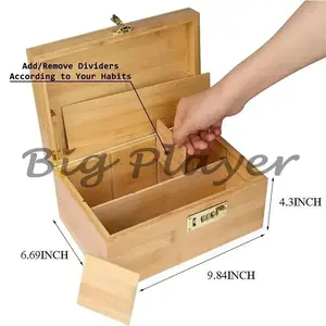 New Bamboo Storage Box with Lock, Home Organiser for Household Storage Needs
