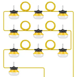 Fathersdaygift VEVOR 100FT Construction String Lights, 100W 10000LM, 10PCs String Work Light, 5000K, IP65 Waterproof, with Hanging Hooks, for Construction Site, Temporary Lighting Indoor Outdoor, ETL Listeddealsforyoudays