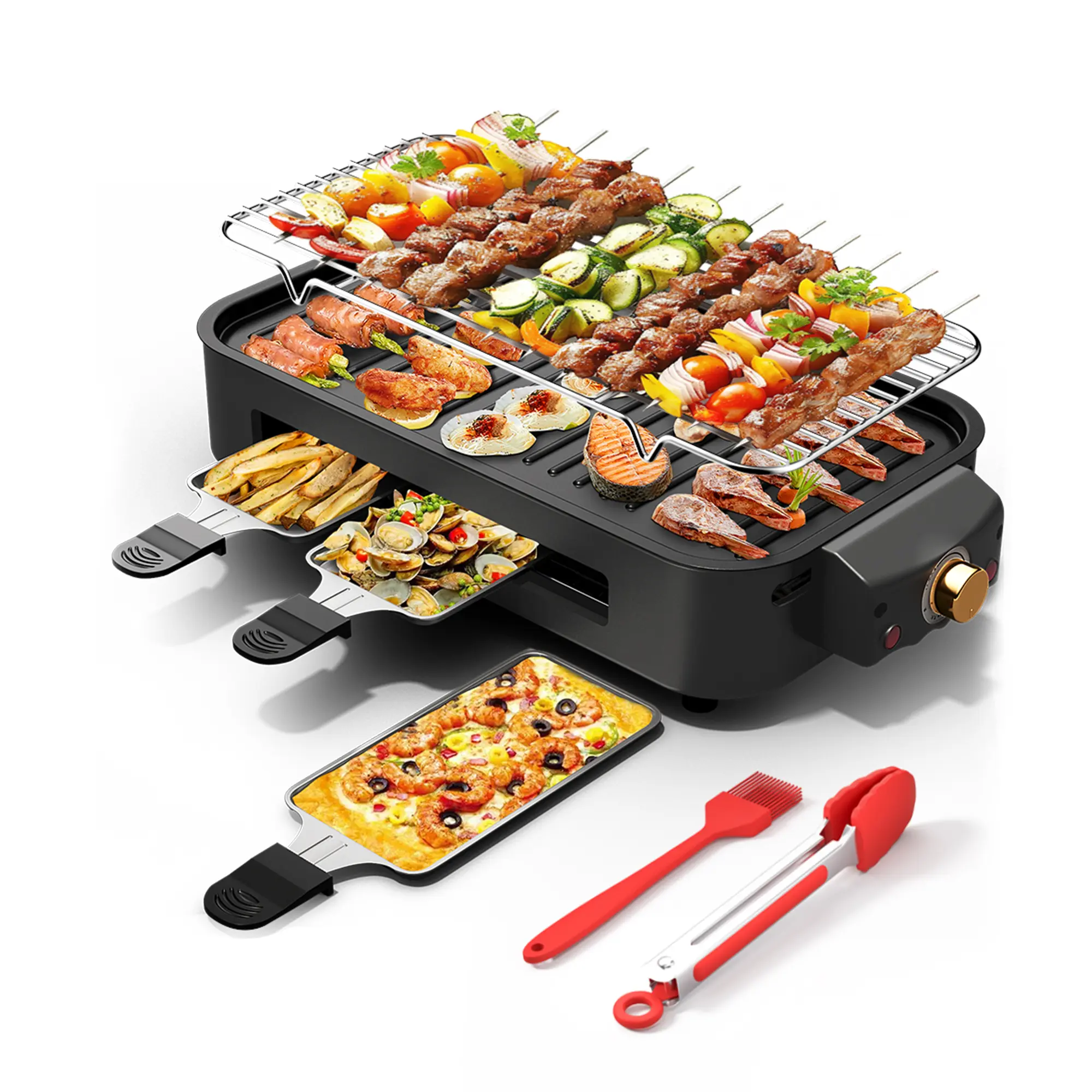 AORAN Indoor Smokeless Electric Korean BBQ Grill - Nonstick Removable Plate Griddle, 5 Adjustable Temperatures, 1500W Power, Dishwasher Safe Household Kitchen Appliance with Indoor Grill Accessories