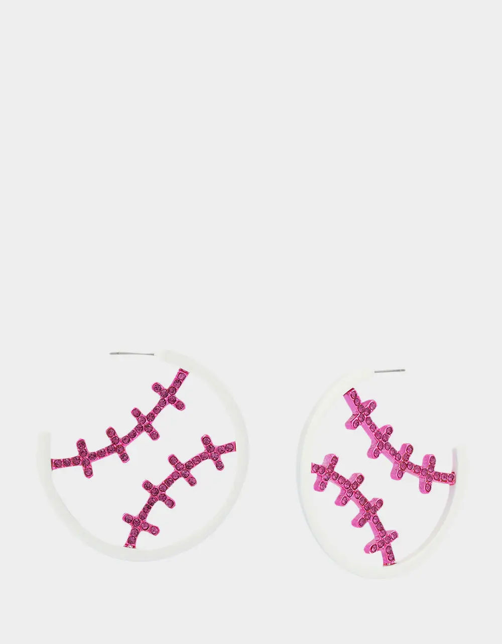 BASEBALL HOOP EARRINGS PINK