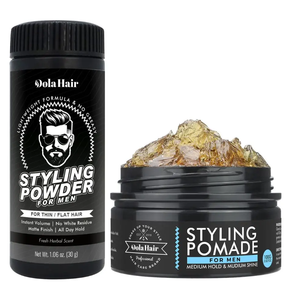 Men’s Styling Powder & Styling Pomade Set Men’s Hair Volume Powder Instant Volume Matte Texture & Medium Hold Shine | No White Residue Men's Hair Styling Kit
