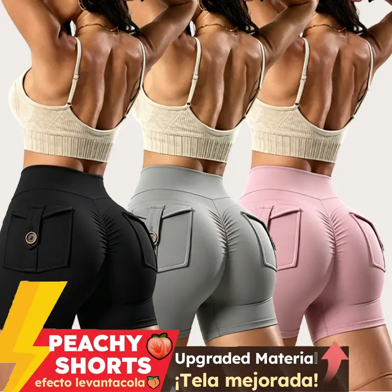 AIbart Women's Peachy Fitted Yoga Shorts, High-Waisted with Levantacola Effect, Breathable Sporty Activewear for Fitness