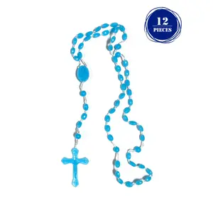 Plastic beads and cord rosary - 12 Pieces Plastic beads and cord rosary - 12 Pieces