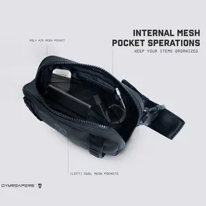 Gymreapers Gravestone Crossbody Bag Adjustable 41 Inch Strap with Hidden Quick-Access Pocket, Water Repellent Fabric, D-Ring Attachment, Unisex