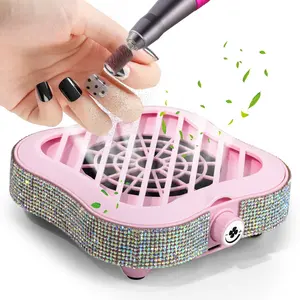 Nail Dust Collector, Powerful Vacuum Fan with Reusable Filter, for Acrylic Nails Polishing, Manicure, Nail Art, Nail Salon&Home, Rhinestone White, Rhinestone Pink, White, Pink
