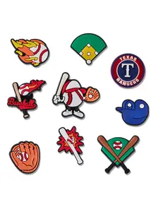 Baseball Element Shoe Decorations (9 Pieces/set), Fits 1.2 Cm Holes, Ideal for Sandals, Bracelets, Backpacks, Fashion Accessories