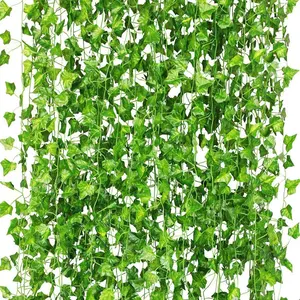 12 Pack 84Ft Artificial Ivy Garland, Fake Vines UV Resistant Greenery Leaves Fake Plants Hanging Aesthetic Vines for Home Bedroom Party Garden Wall Room Decor paper